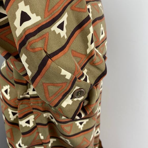 Via Seta Vintage Silk Southwest Button Down Long Sleeve Tunic Top Large - Picture 6 of 7